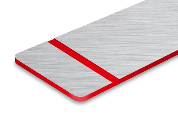 Stal Nierdzewna / Czerwony - Laminat Grawerski