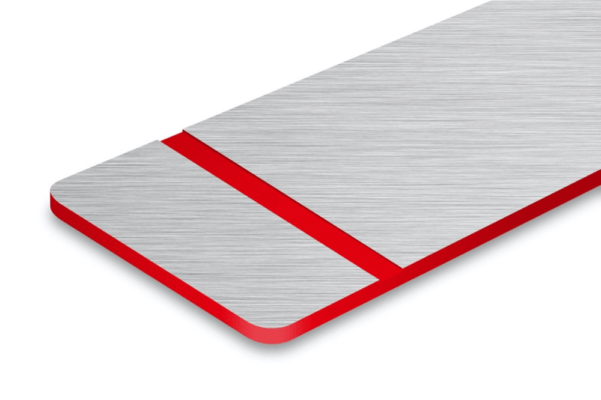 Stal Nierdzewna / Czerwony - Laminat Grawerski