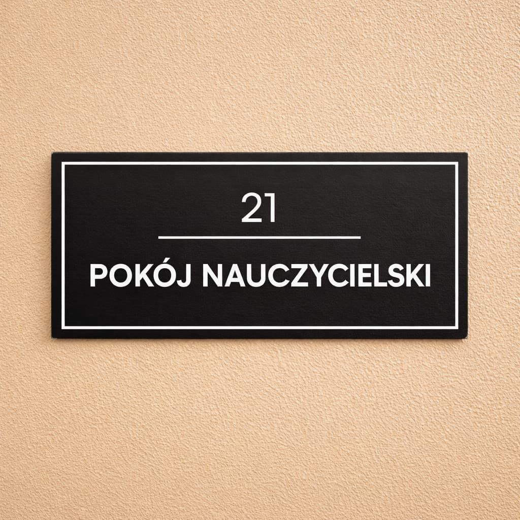 Tabliczka drzwiowa do szkoły z czytelnym napisem