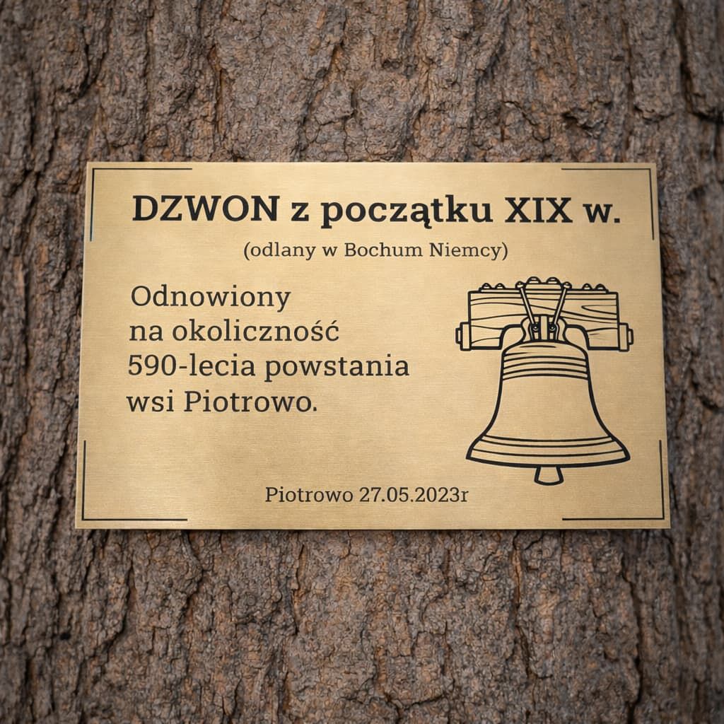 Tabliczka pamiątkowa zamontowana na zewnątrz, odporna na warunki atmosferyczne