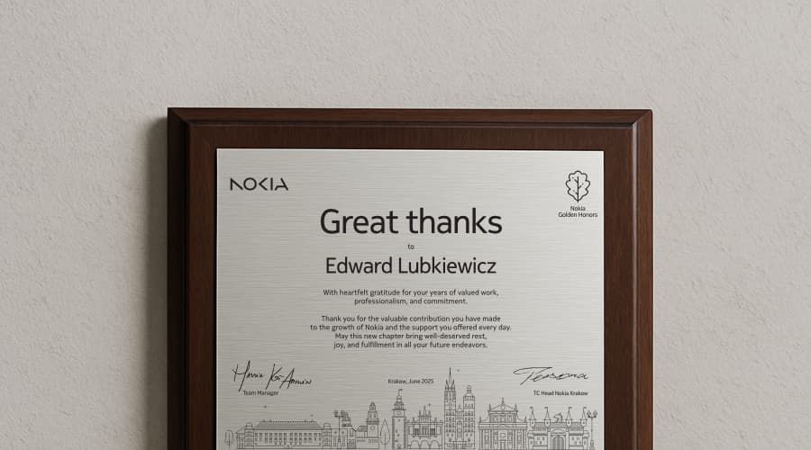 Dyplom z grawerem laserowym z dedykacją