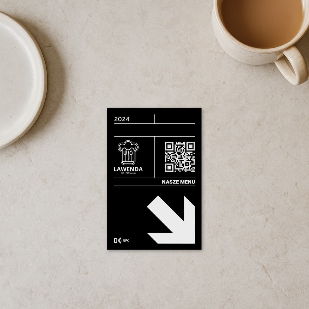 Tabliczka z kodem QR prowadzącym do menu, dla restauracji