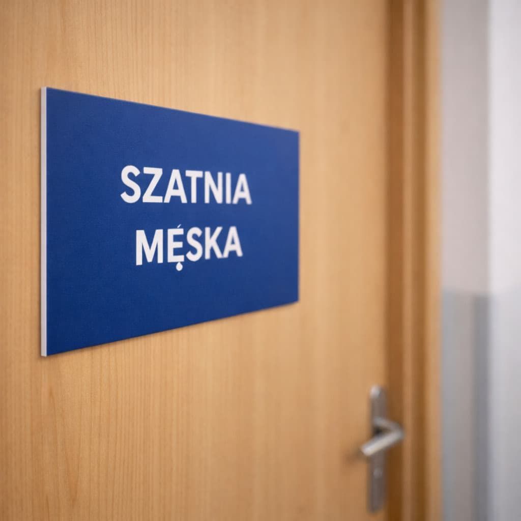 Tabliczka drzwiowa do szkoły montowana taśmą dwustronną