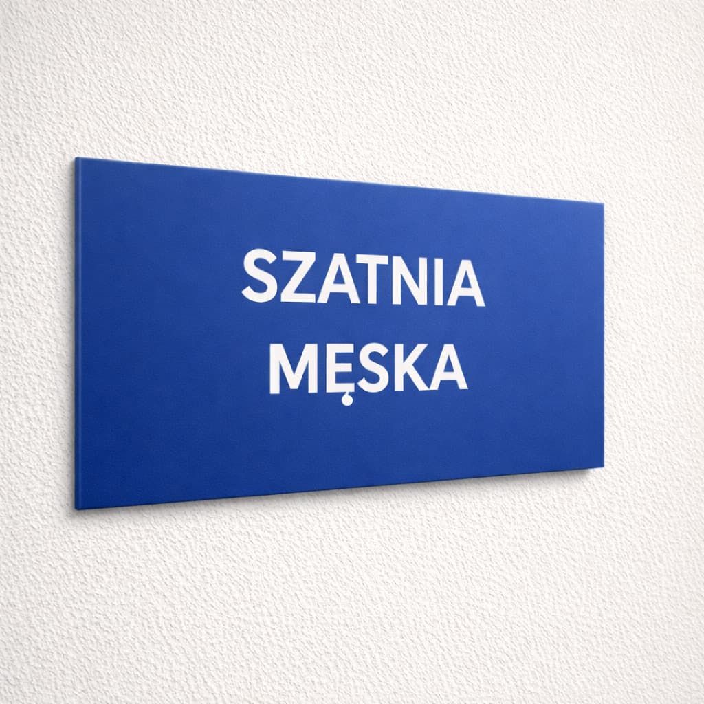 Samoprzylepna tabliczka na drzwi do szkoły przygotowana do montażu na taśmę