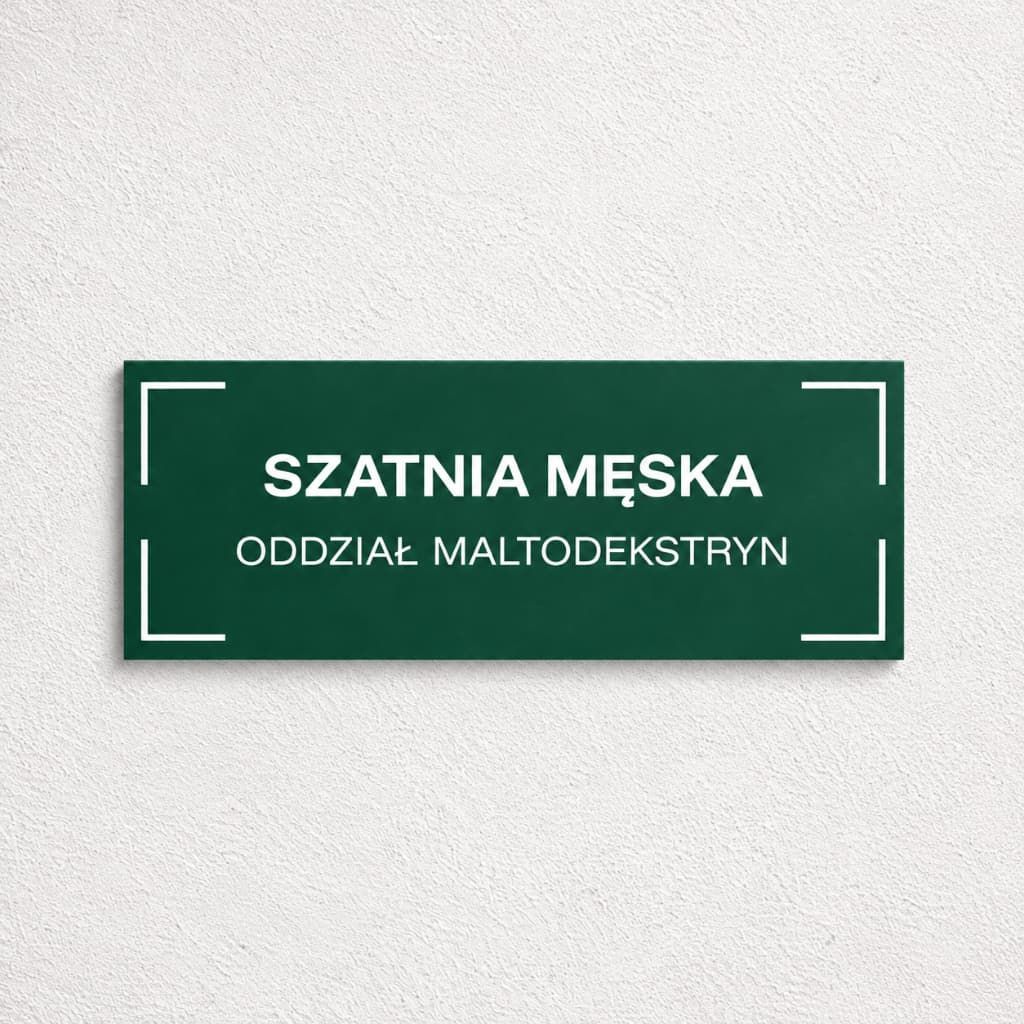 Zielone tabliczki na drzwi szatni w tym samym wzorze