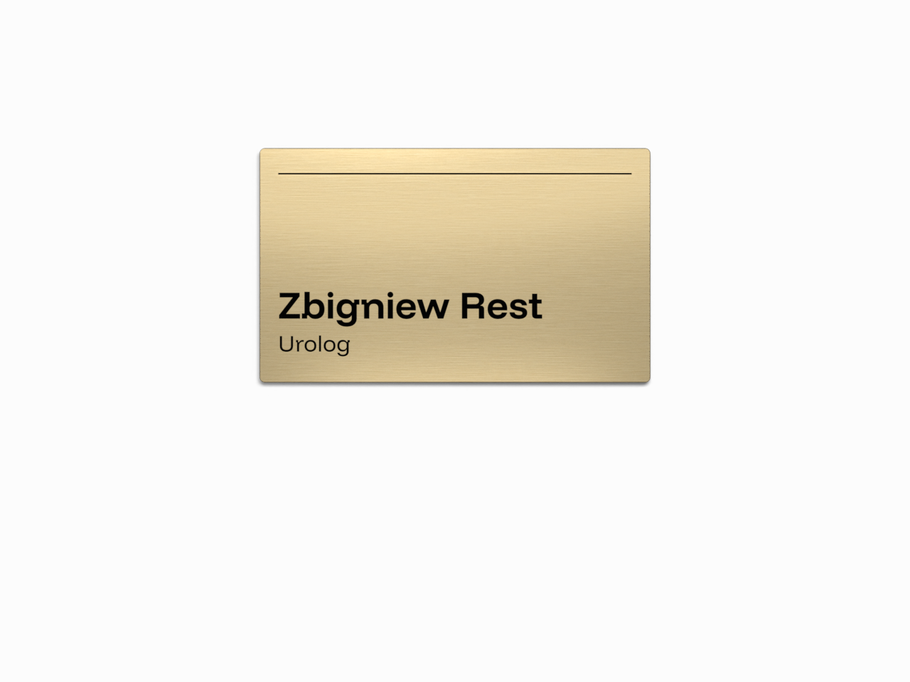 Złota tabliczka na drzwi gabinetu urologa z czarnym grawerem