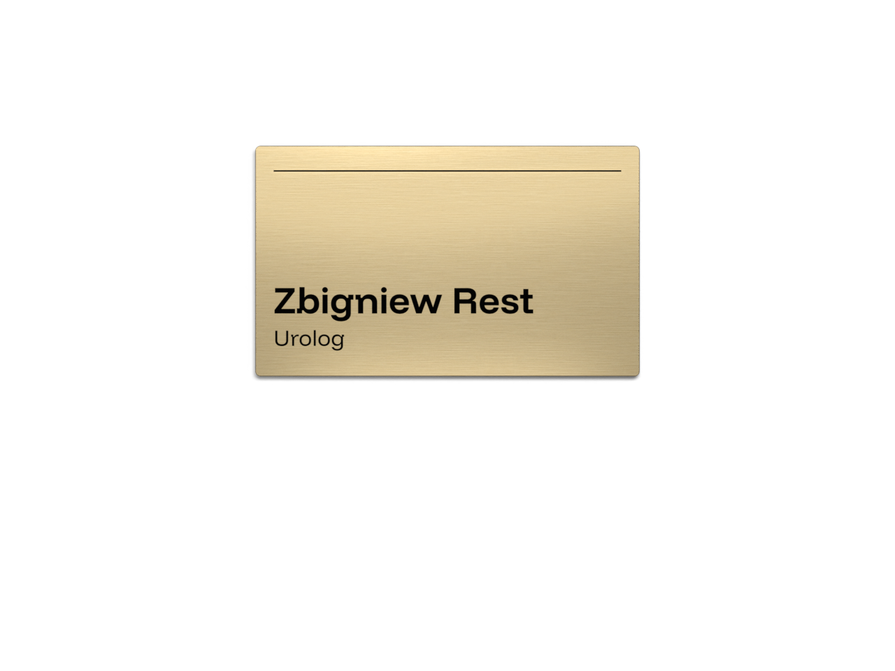 Złota tabliczka na drzwi gabinetu urologa z czarnym grawerem