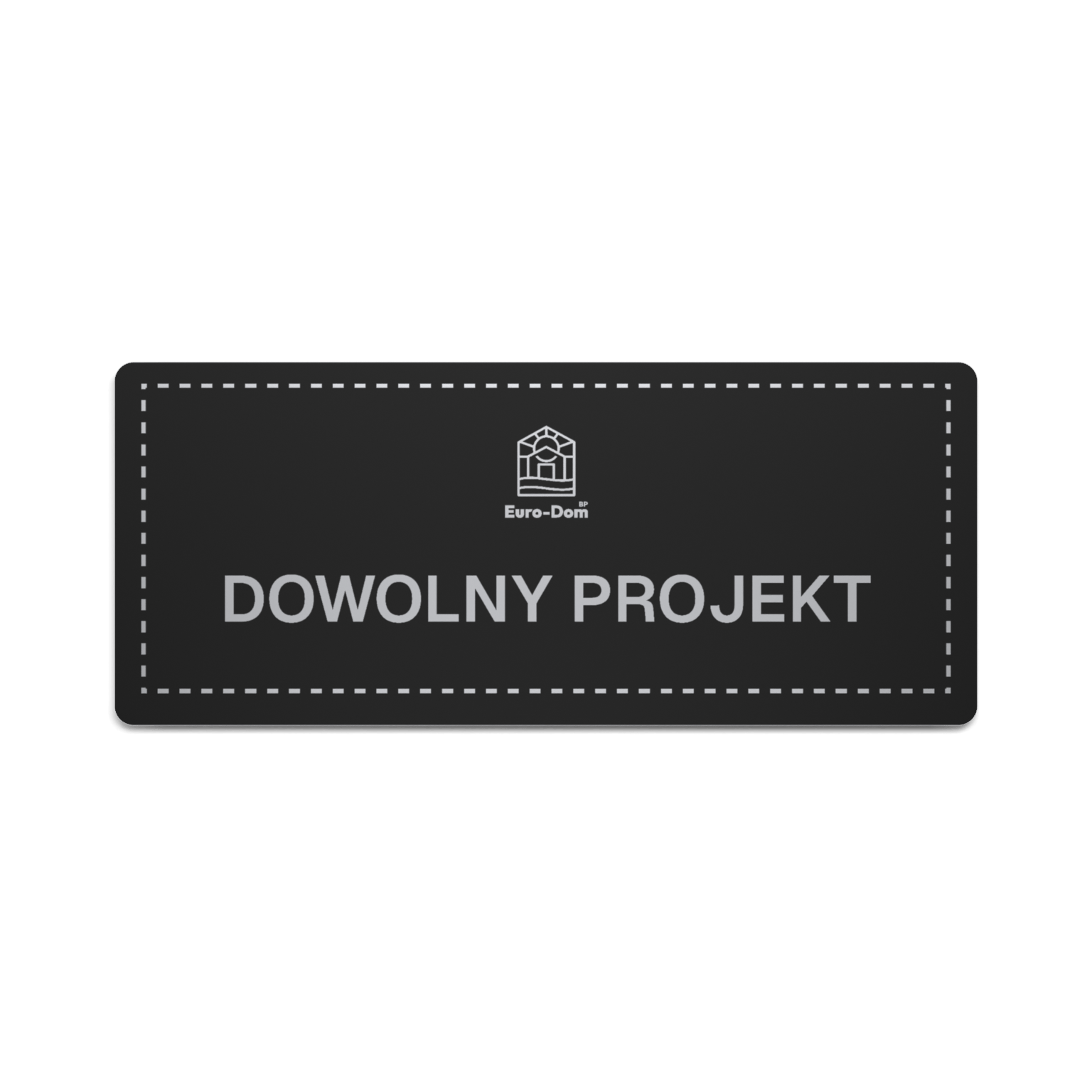 Czarna tabliczka na drzwi z logo firmy i srebrnym grawerem