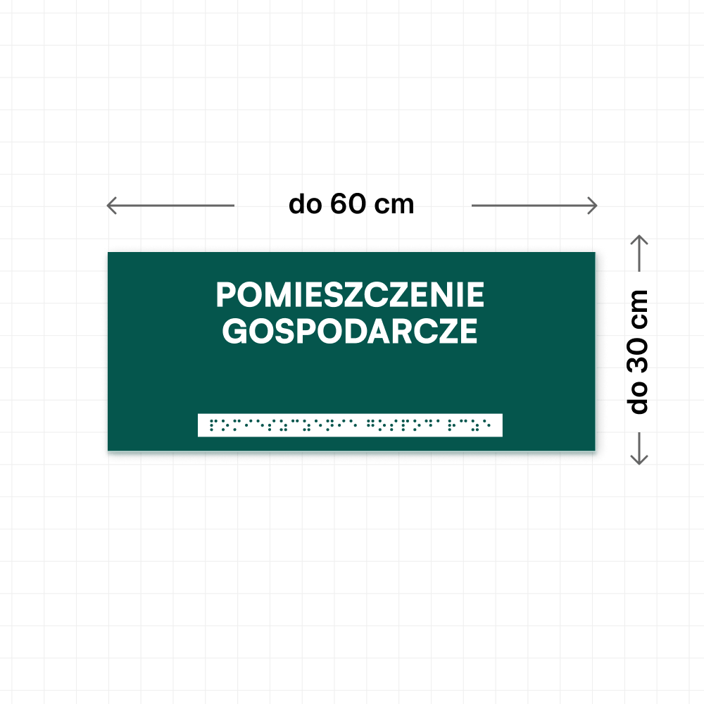 Tabliczka z laminatu grawerskiego z napisem w alfabecie Braille’a, docięta na wymiar
