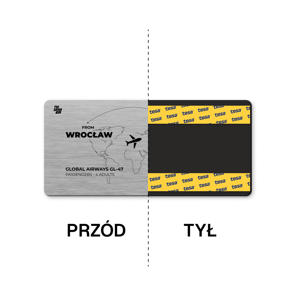 Srebrna tabliczka, grawerowana, z dwustronną