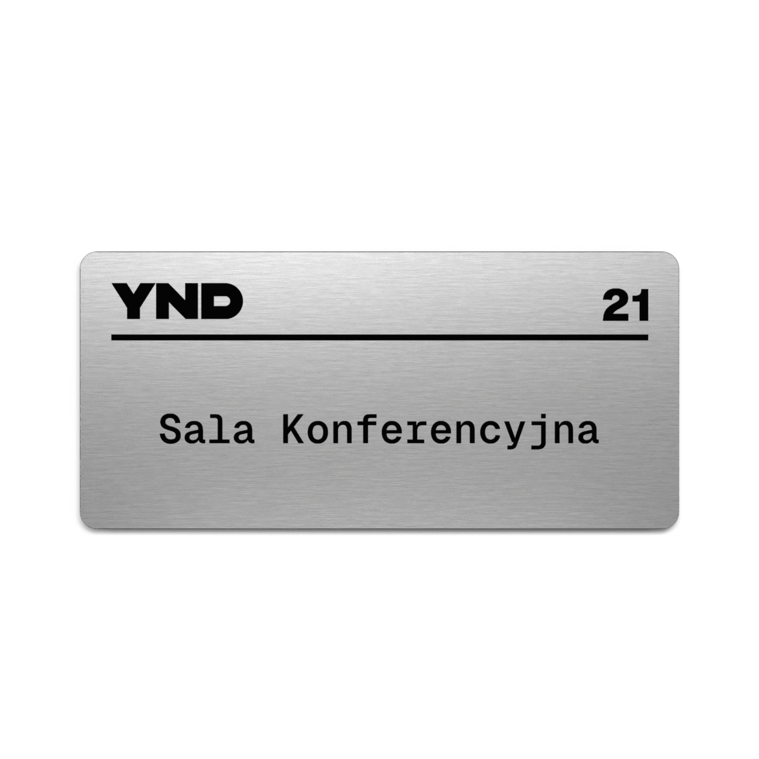 Srebrna tabliczka na drzwi sali konferencyjnej z taśmą dwustronną Tesa na odwrocie