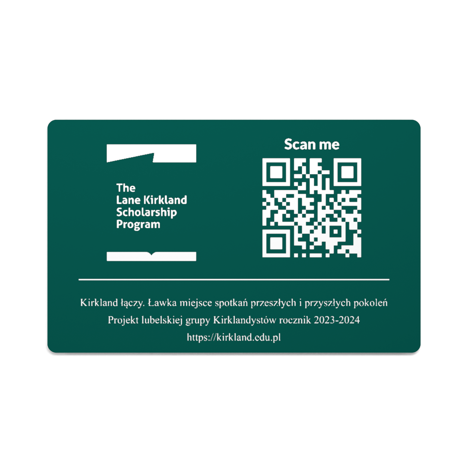 Zielona tabliczka informacyjna z logo i kodem QR