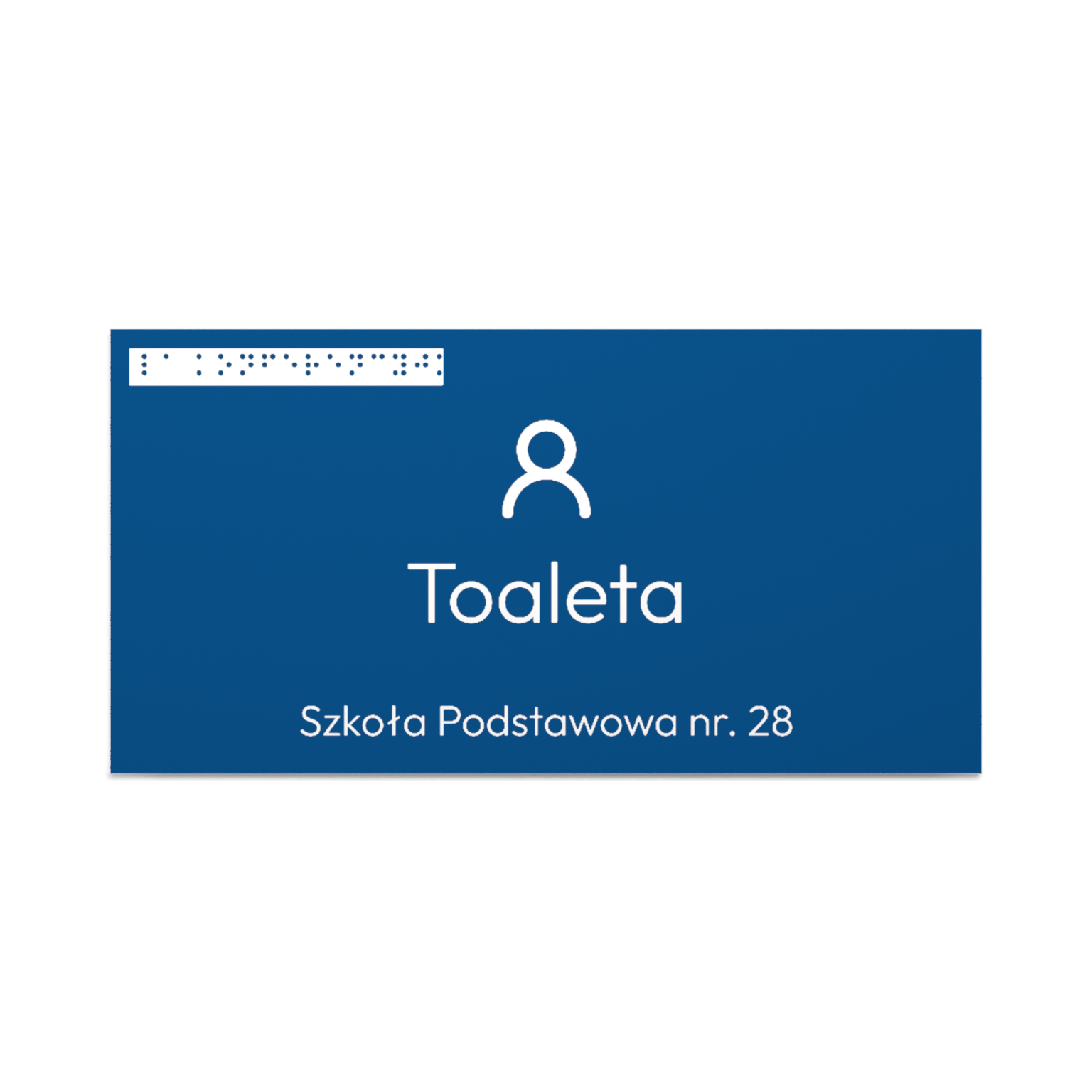 Tabliczka toalety z laminatu grawerskiego z piktogramem i napisem w Braille’u