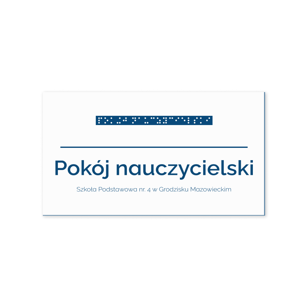 Elegancka tabliczka z laminatu grawerskiego z wypukłym tekstem w Braille’u