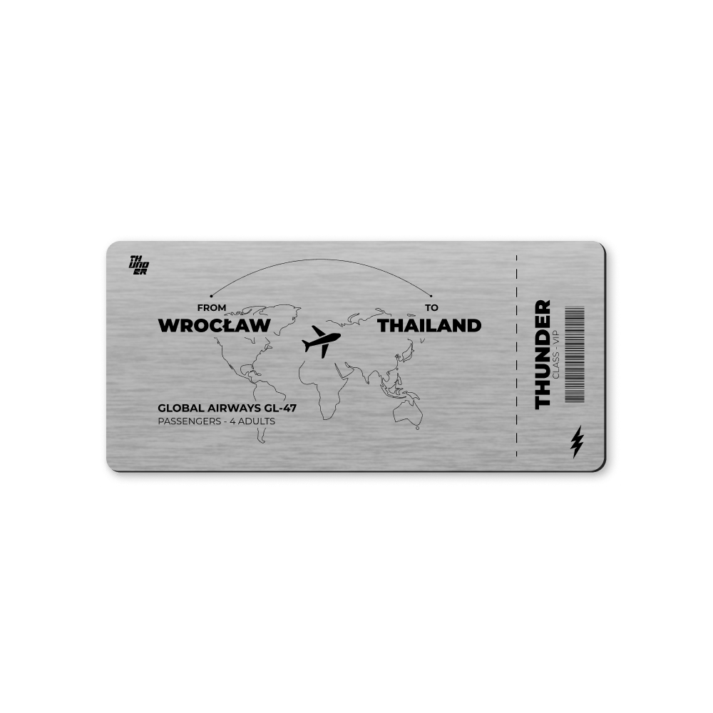 Srebrna, szczotkowana tabliczka informacyjna z iformacją z indywidualnym projektem