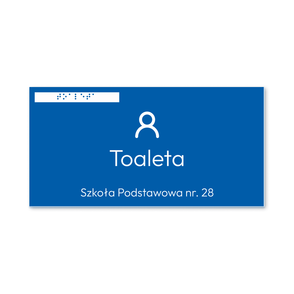 Tabliczka na drzwi do szkoły z alfabetem Braille'a