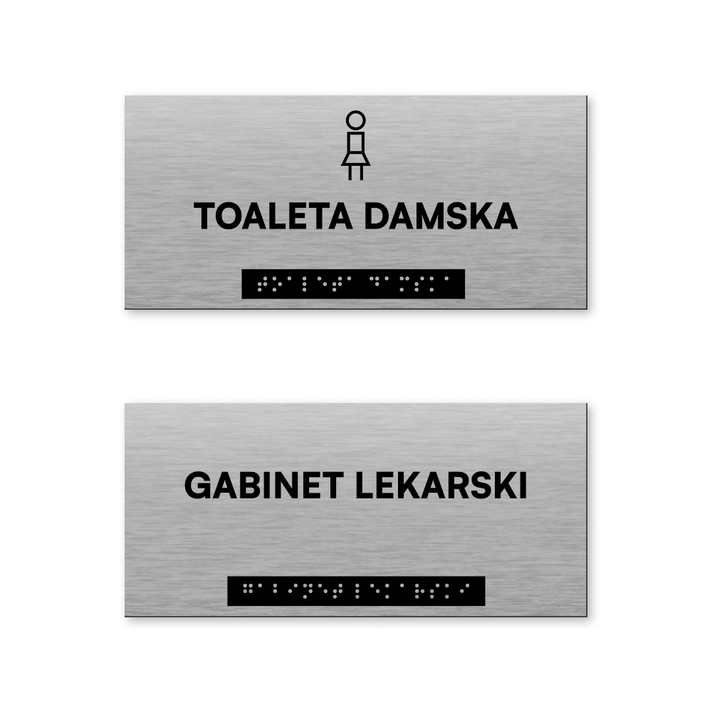 Tabliczki Braille z grawerem do oznakowania drzwi, korytarzy i pomieszczeń
