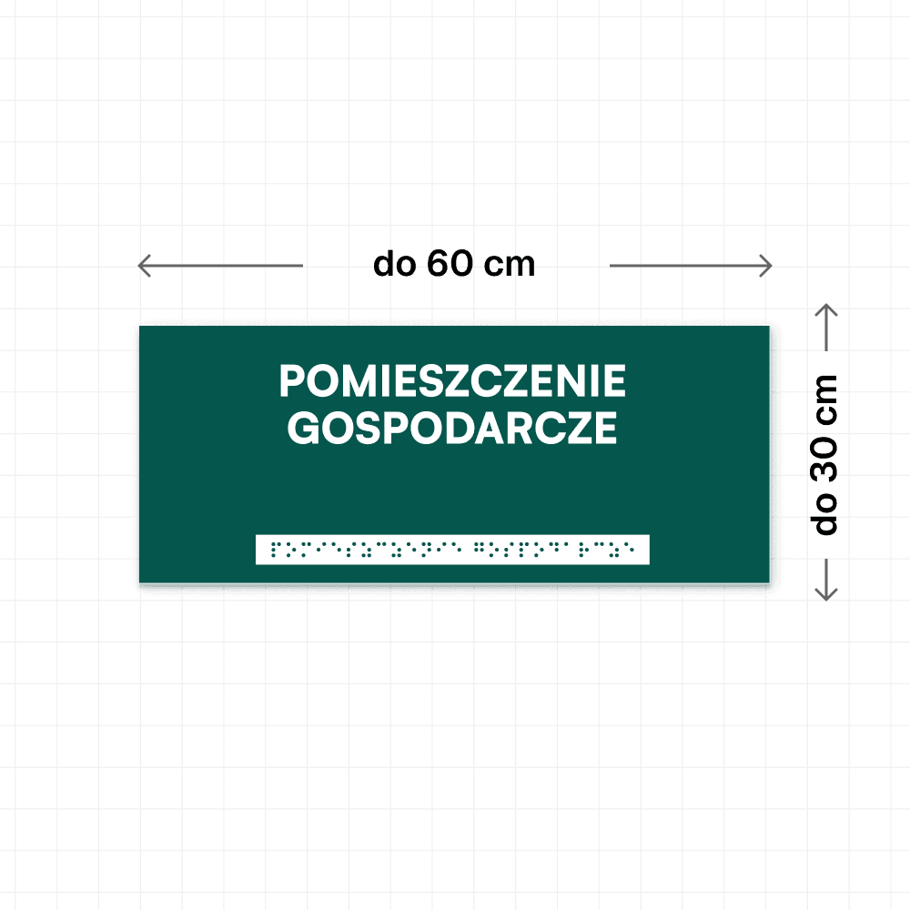Tabliczka z laminatu grawerskiego z napisem w alfabecie Braille’a, docięta na wymiar