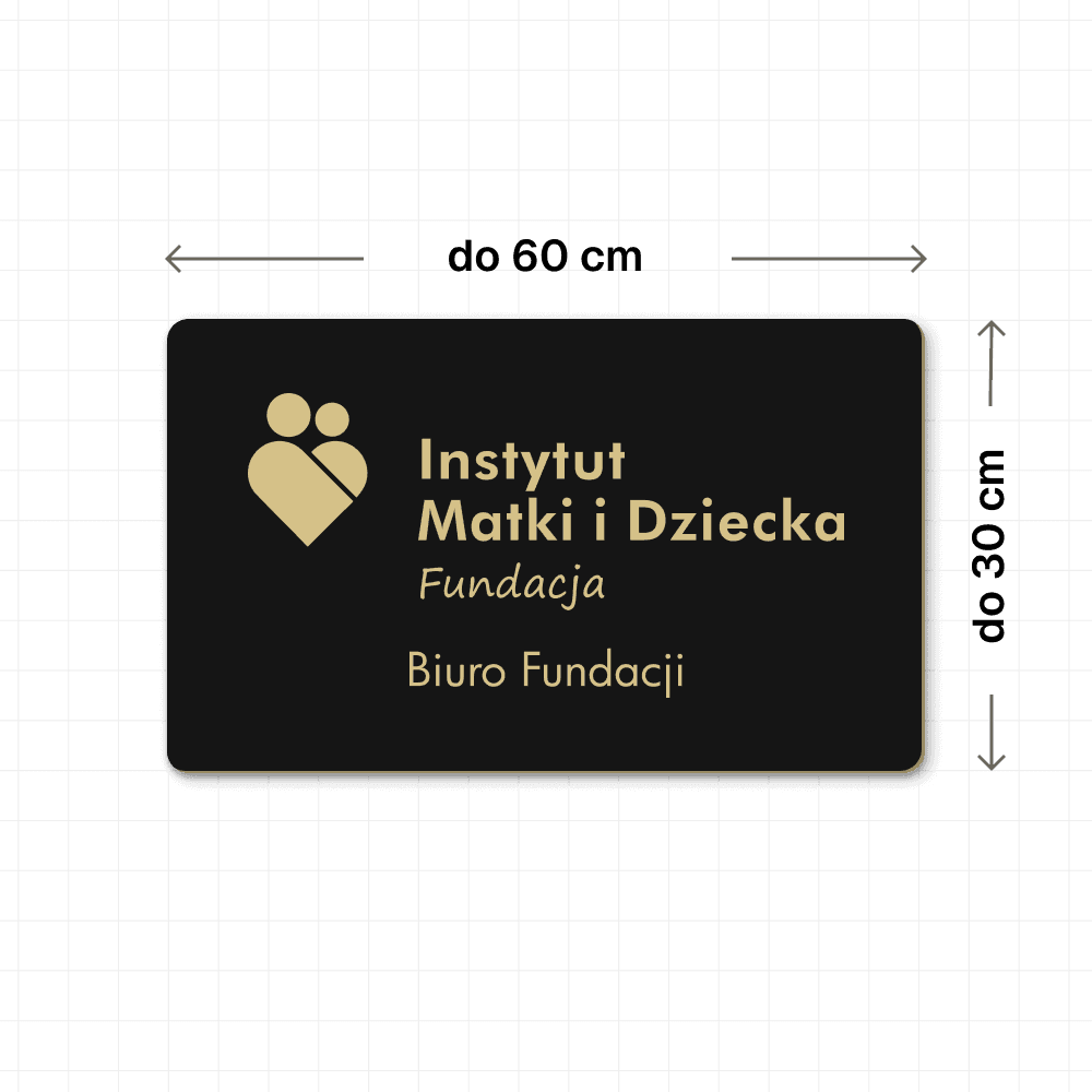 Tabliczka informacyjna z czarnego laminatu grawerskiego z złotym grawerem w dowolnym rozmiarze