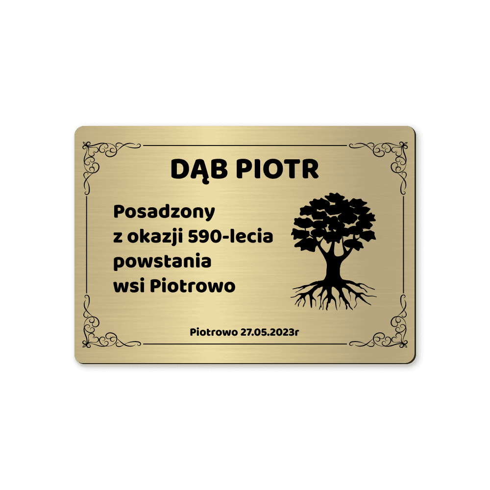 Tabliczka pamiątkowa na drzewo z grawerowanym tekstem