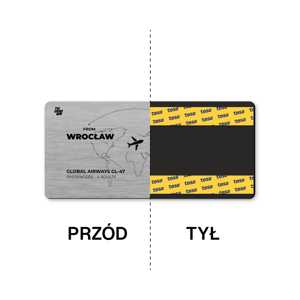 Srebrna tabliczka, grawerowana, z dwustronną