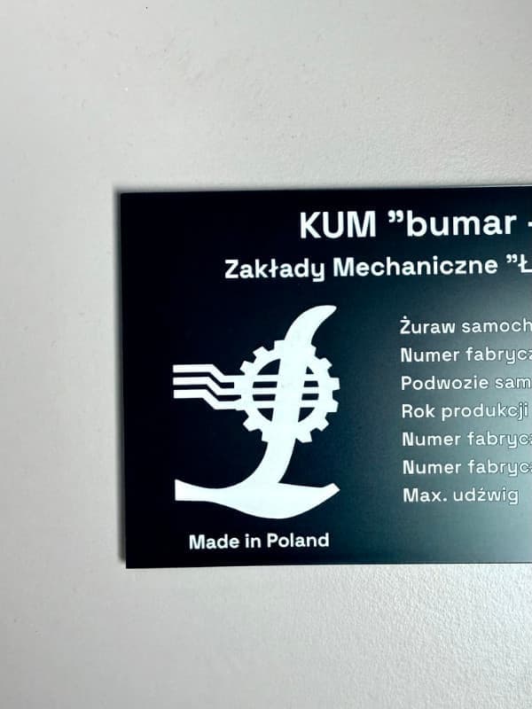 Tabliczka znamionowa maszyny