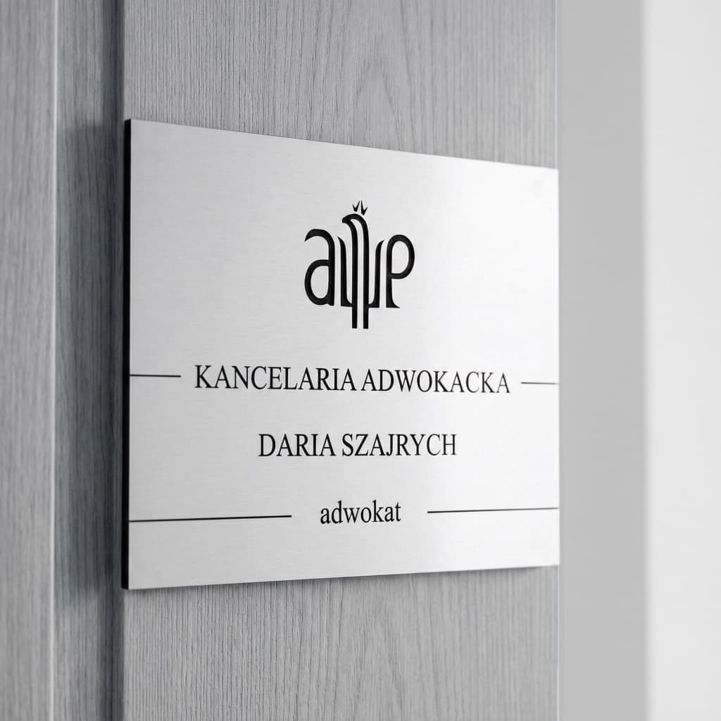 Tabliczka na drzwi samoprzylepne do biura w kolorze srebrnym