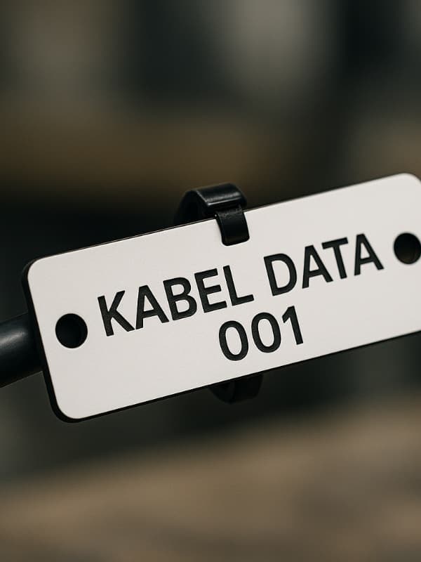 Tabliczka opisowa na kable w kolorze czerwonym